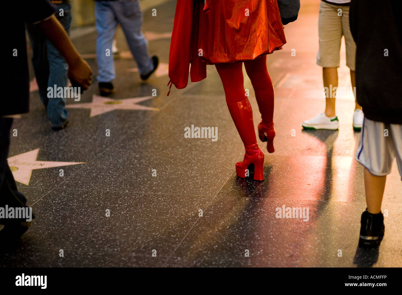 Superwoman impersonator Hollywood Walk of Fame Banque D'Images