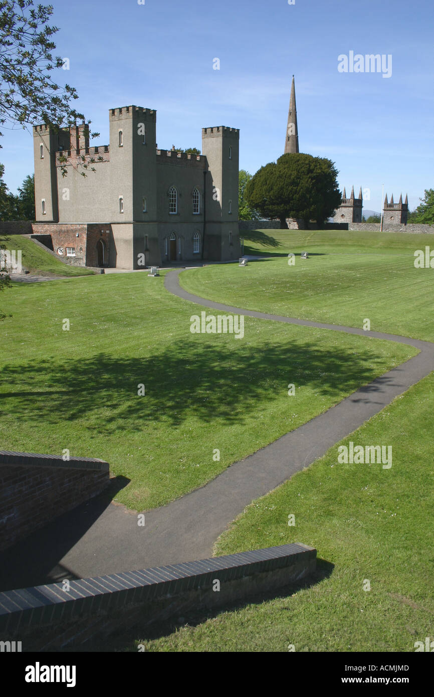 Le donjon de Hillsborough Fort et motifs, Hillsborough, comté de Down, Irlande du Nord Banque D'Images