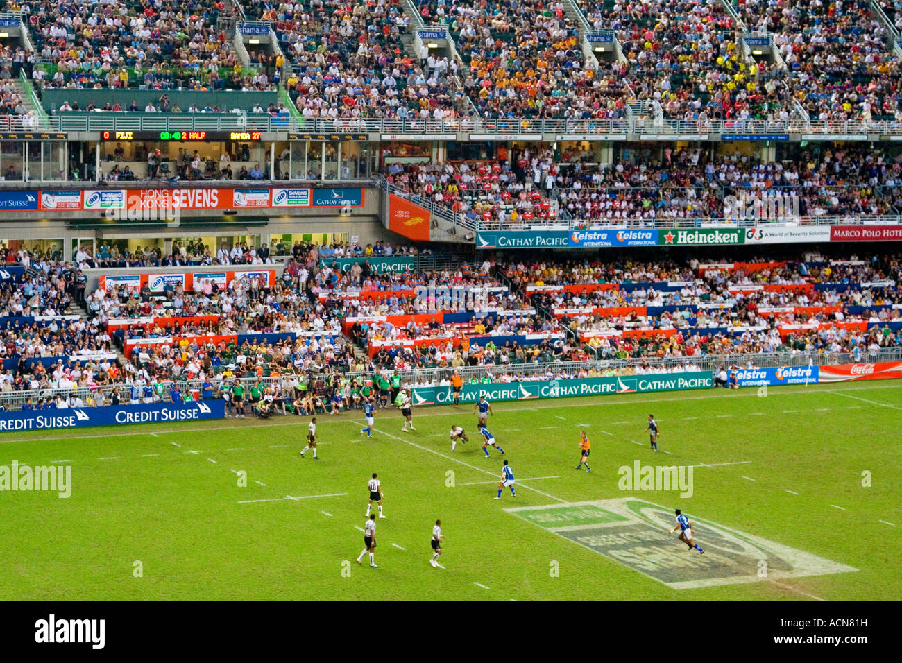 Les Samoa contre les Fidji pour Final de Hong Kong de rugby à 7 Banque D'Images