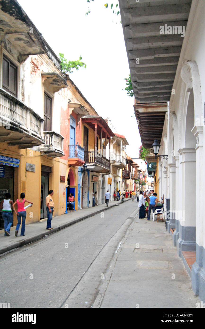 Street, Cartagena de Indias, Bolivar, Colombie, Amérique du Sud Banque D'Images
