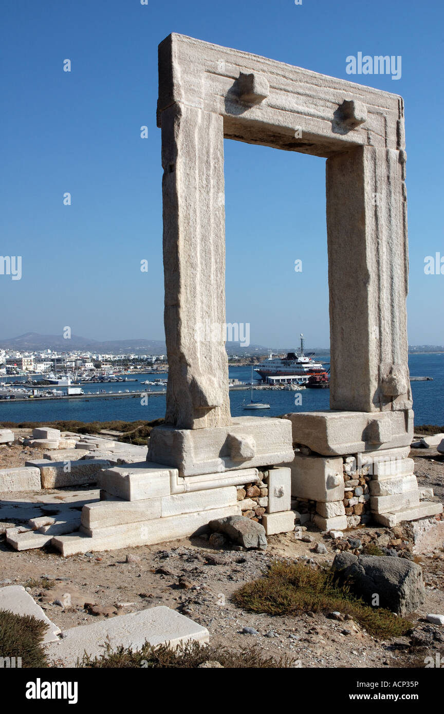 Portara en passerelle, Naxos, Grèce, Palatia Banque D'Images