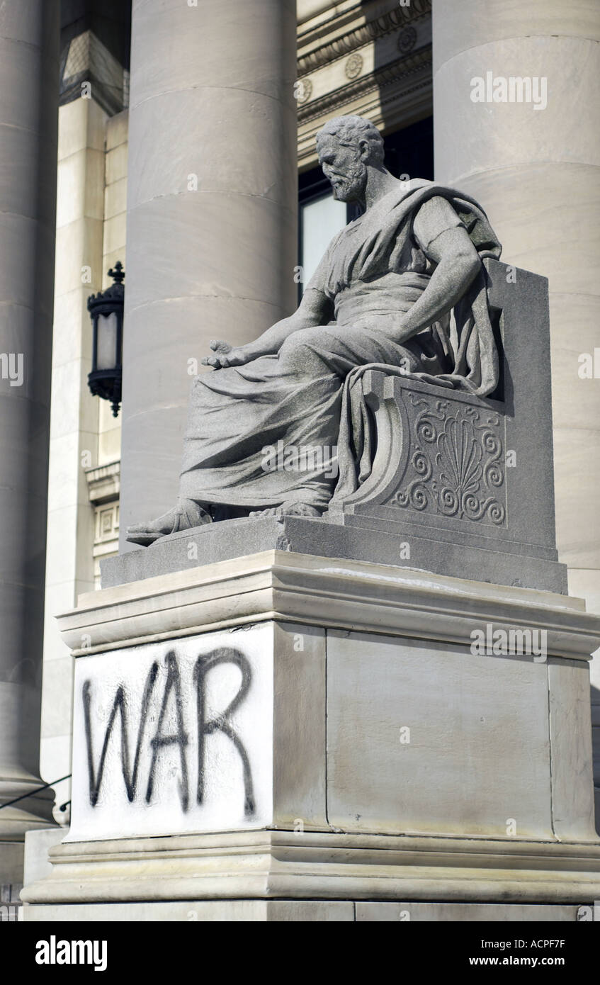 Protestation contre les graffitis de la guerre des États-Unis et la guerre en Irak Banque D'Images