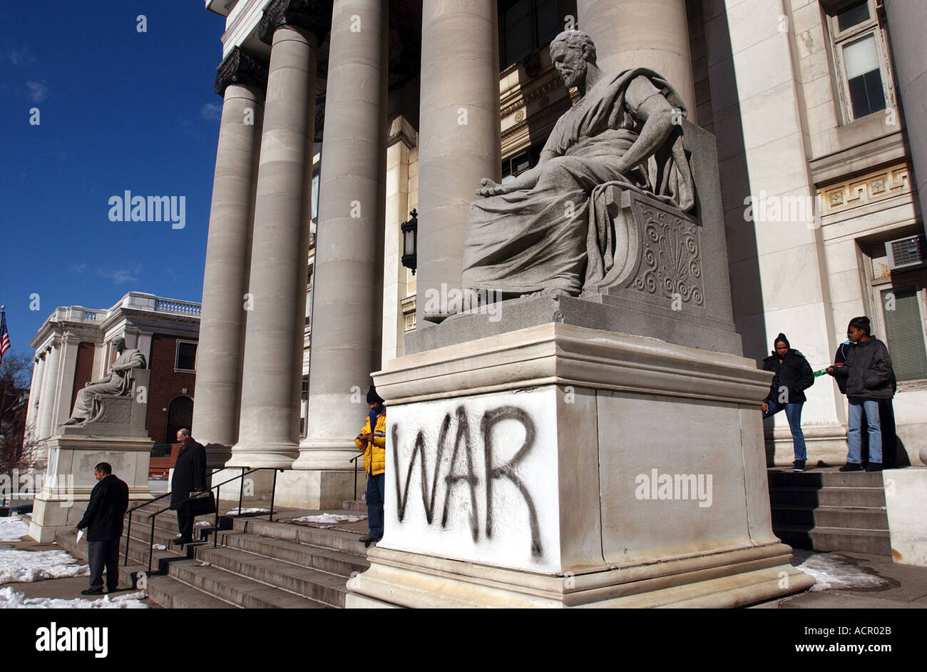 Protestation contre les graffitis de la guerre des États-Unis et la guerre en Irak Banque D'Images