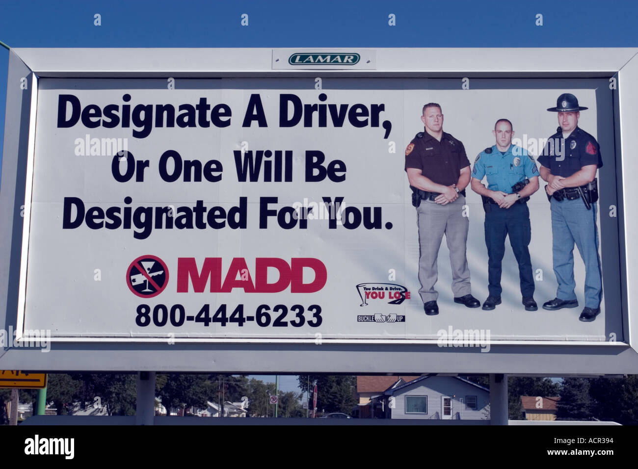 MADD Mothers Against Drunk Driving billboard Banque D'Images