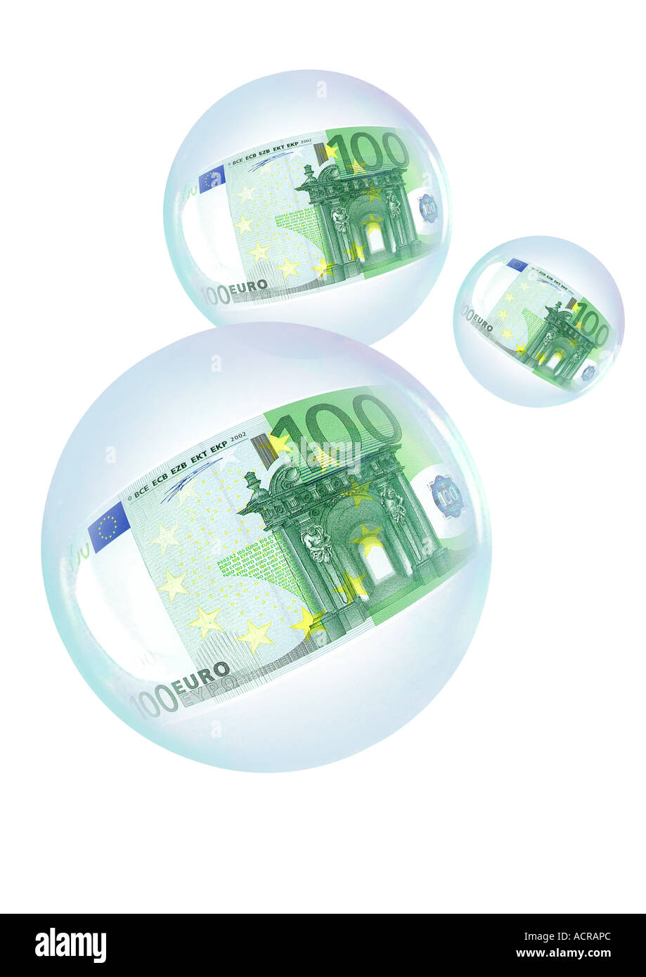 Des bulles de savon avec 100 EURO 100 EURO Seifenblasen mit Banque D'Images