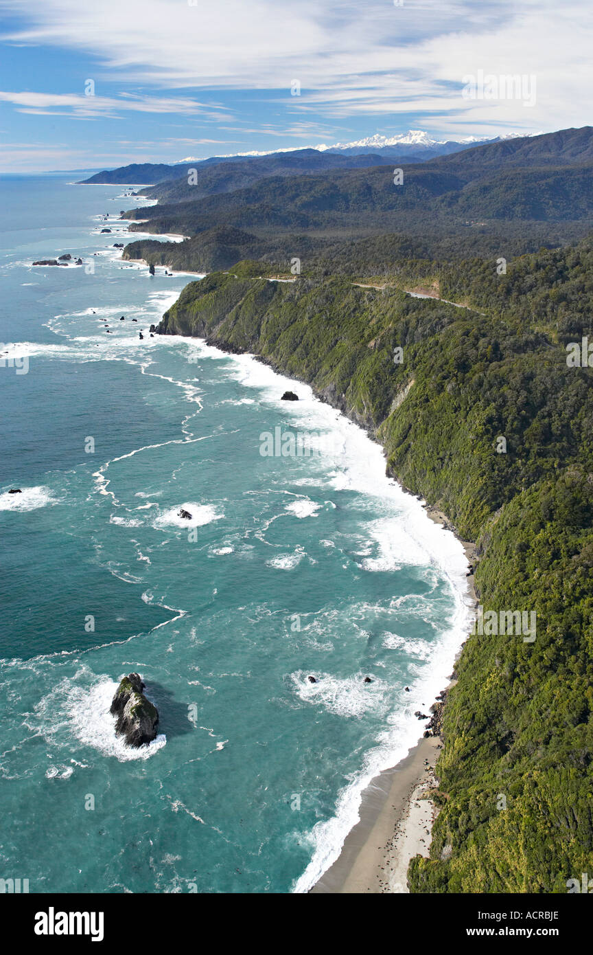 Point chevaliers Côte ouest de l'île du Sud Nouvelle-zélande aerial Banque D'Images