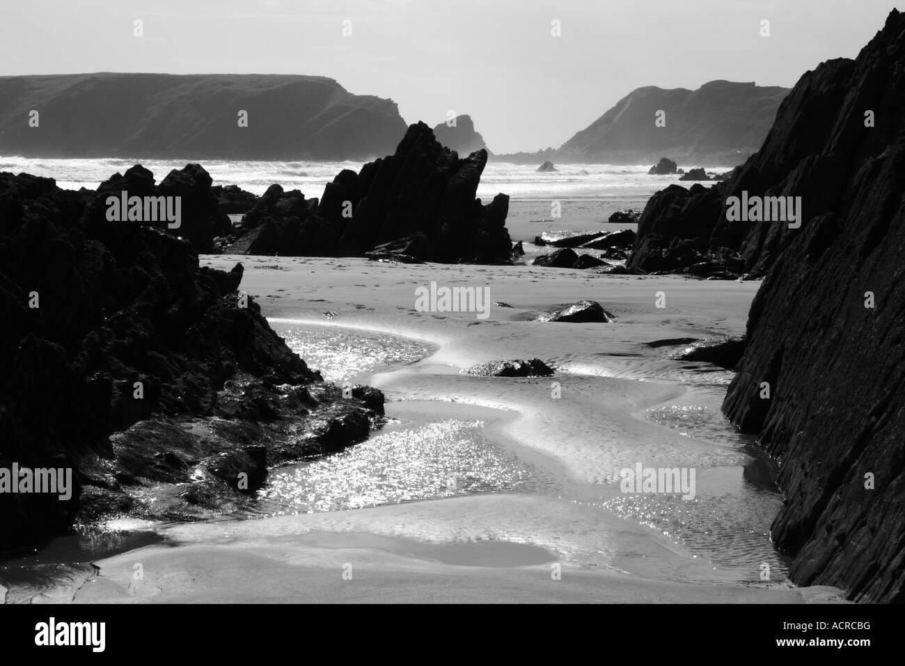 Marloes Sands Pembrokeshire, Pays de Galles, à marée basse Banque D'Images