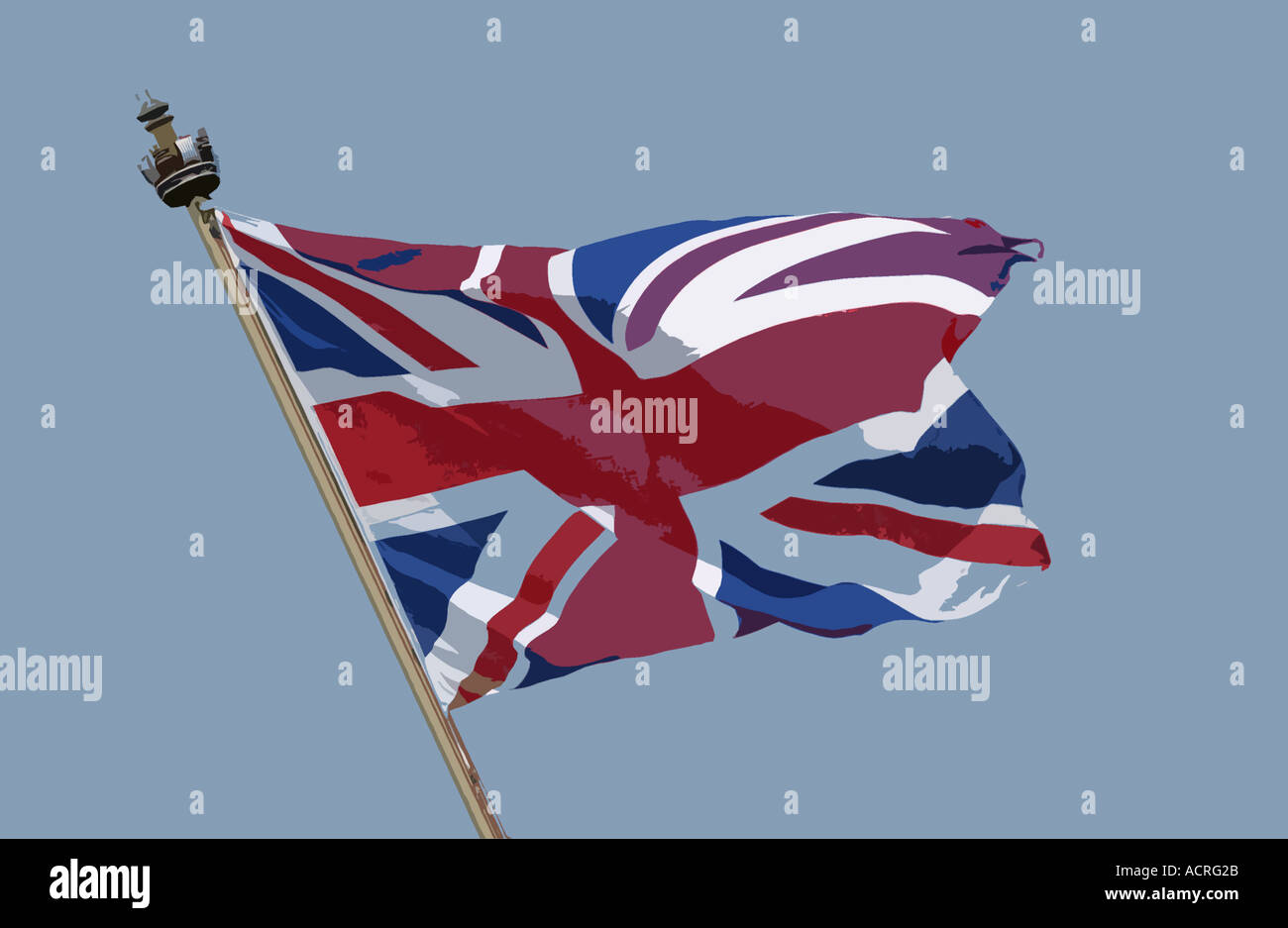 Une illustration de la Royaume-Uni British Union jack flag flying sur un mât Banque D'Images