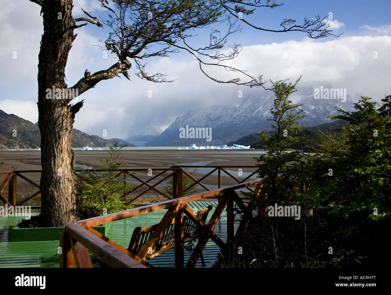 Lake Gray de Hosteria Lago Grey, Parc National Torres del Paine, Patagonie, Chili Banque D'Images