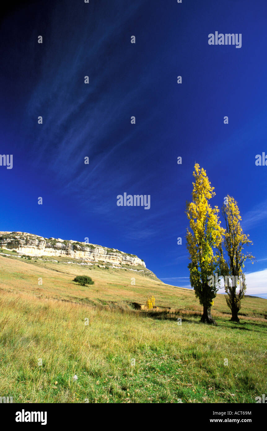 Paysage avec la formation de nuages radial et de falaises de grès Clarens Fouriesburg Afrique du Sud Banque D'Images