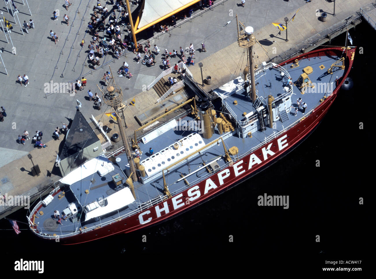 Vue aérienne de Lightship Chesapeake Baltimore Maryland USA Banque D'Images