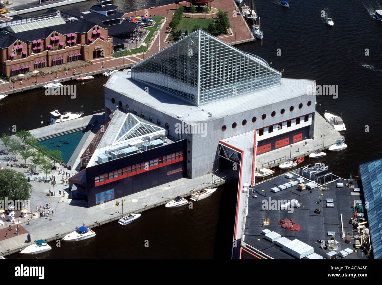 Vue aérienne de l'Aquarium National de Baltimore Maryland USA Banque D'Images