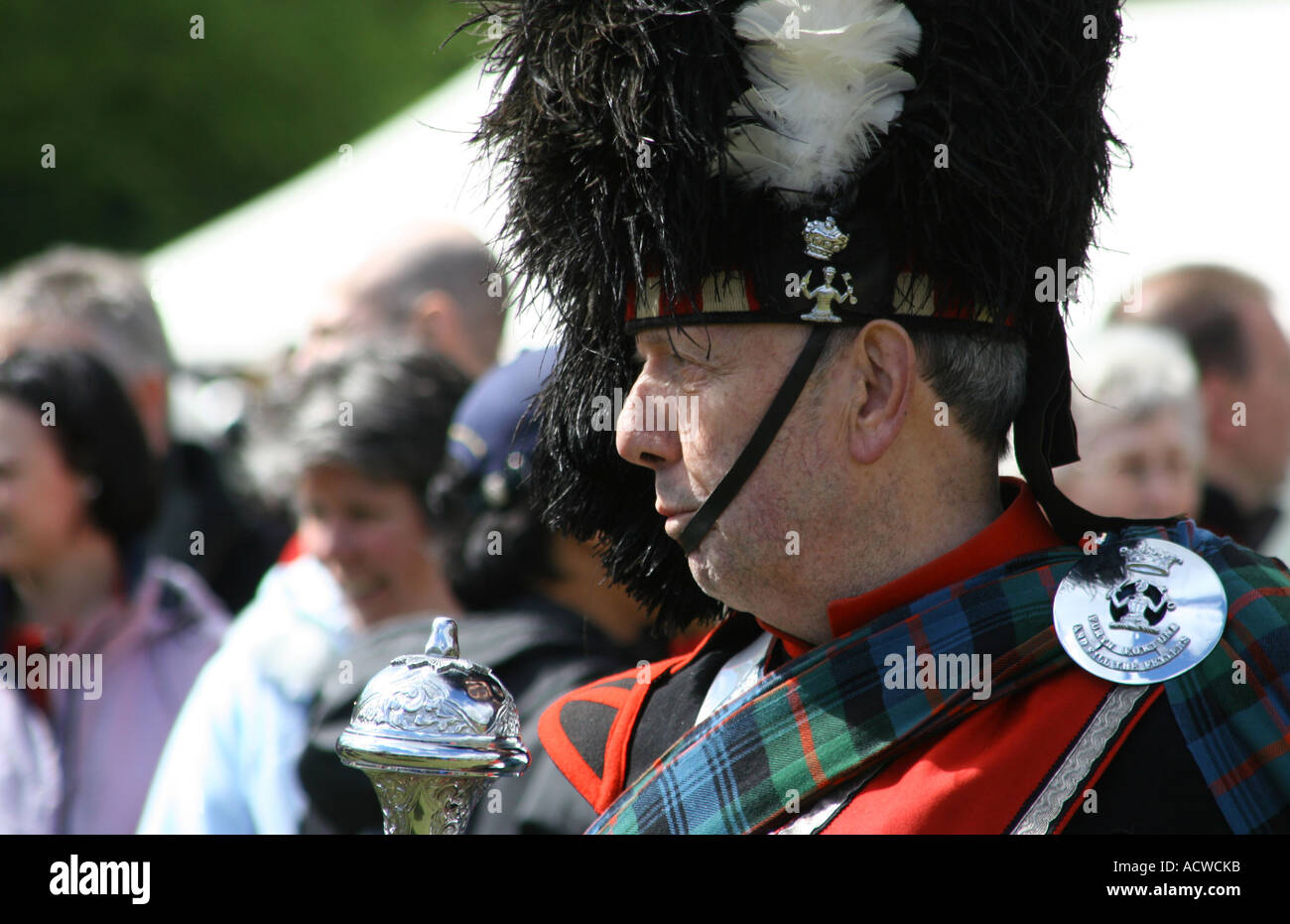 Le cornemuseur-major, Blair Atholl Highland Games, Perthshire, Écosse, Royaume-Uni. Juin 2006. Banque D'Images