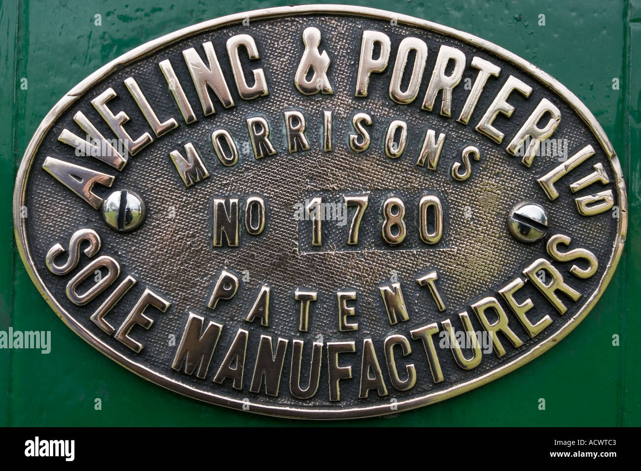 Décideurs plaque sur le moteur de traction à vapeur. uniquement pour un usage éditorial. Banque D'Images