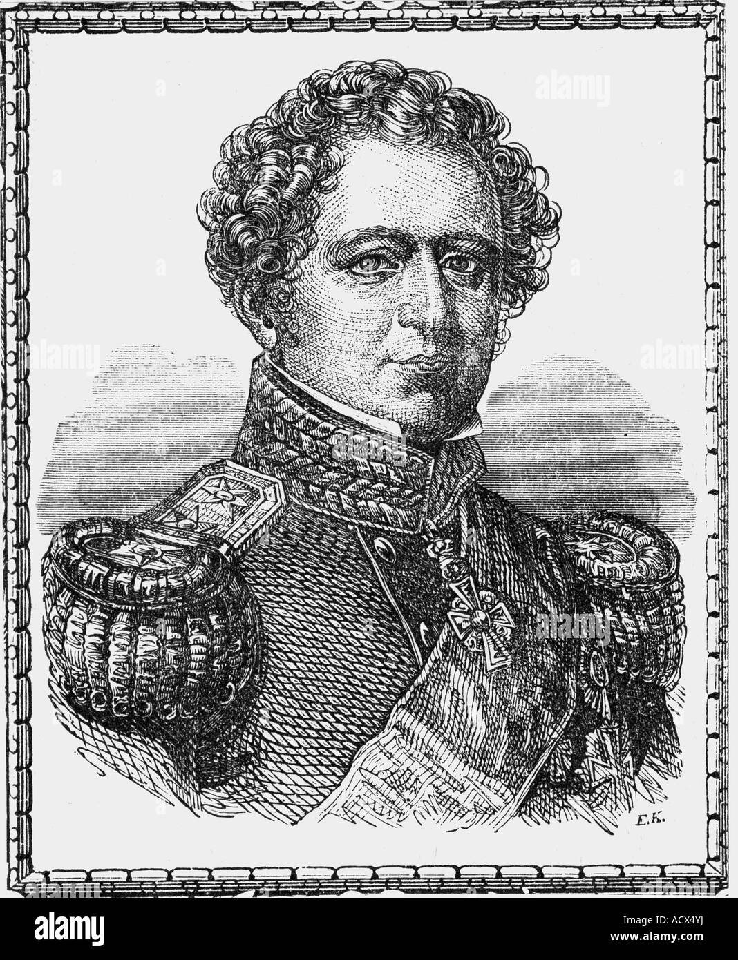 Christian VIII, 18.9.1786 - 20.1.1848, roi du Danemark 3.12.1839 - 10.1.1848, portrait, gravure, XIXe siècle, Banque D'Images