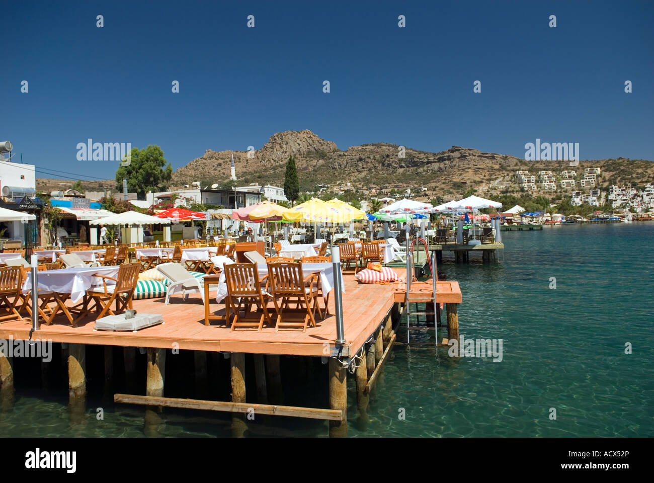 Beach Club à Turkbuku Bay, Bodrum Turquie. Banque D'Images