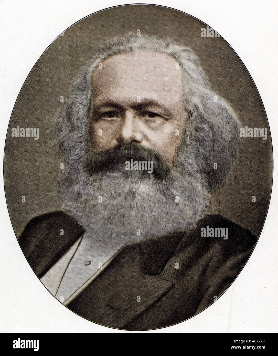 Marx, Karl, 5.5.1818 - 14.3.1883, philosophe allemand, portrait, dessin, XXe siècle, plus tard coloré, Banque D'Images