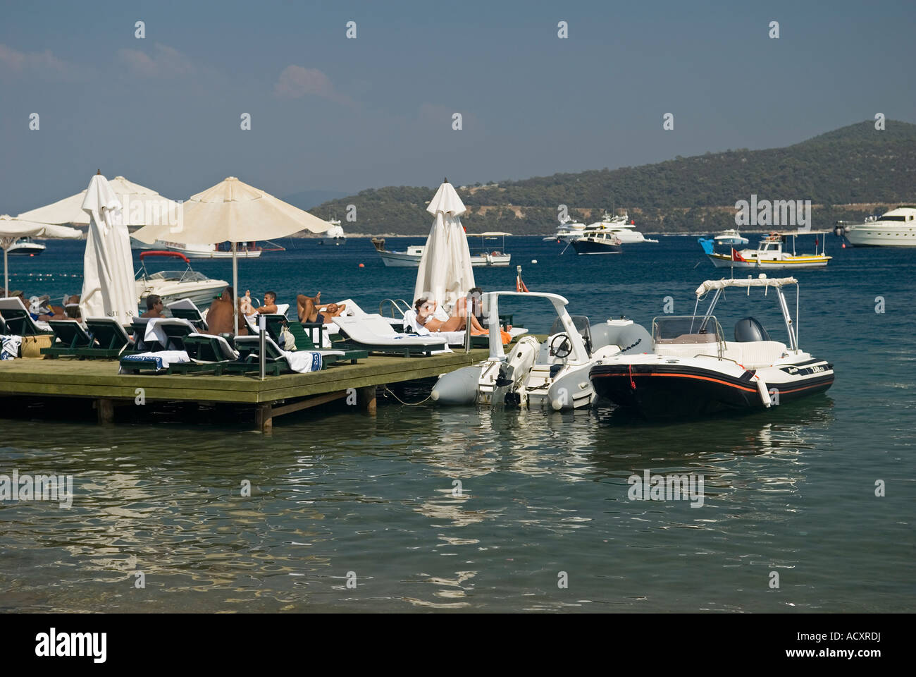 Beach Club de Turkbuku, Bodrum, Côte égéenne, Turquie Banque D'Images