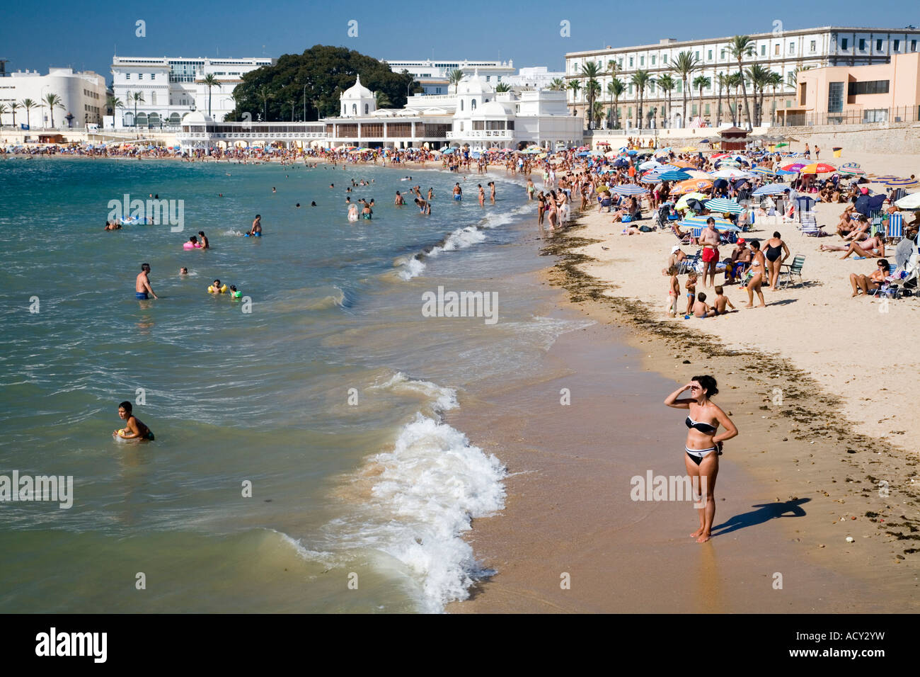 La plage de la Caleta, Cadix, Espagne Banque D'Images