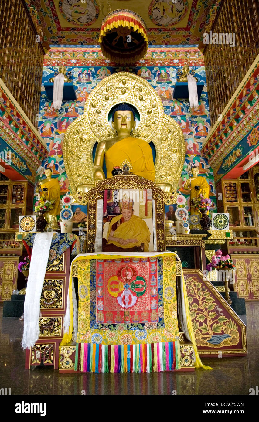 L'image de Bouddha. Temple bouddhiste coréen. Lumbini. Lieu de naissance de Bouddha. Le Népal Banque D'Images