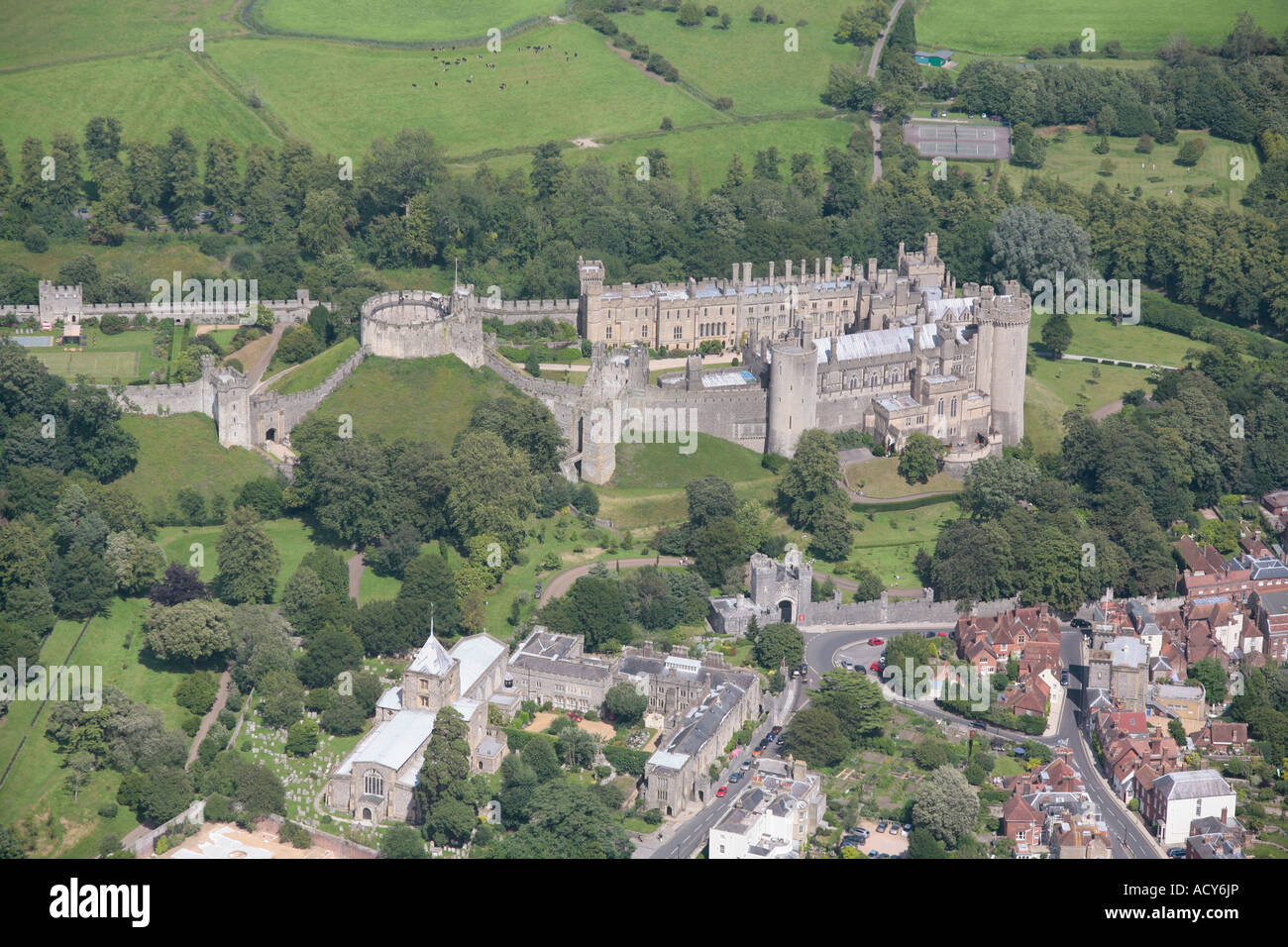 Vue aérienne du château d'Arundel, Arundel, West Sussex, UK Banque D'Images