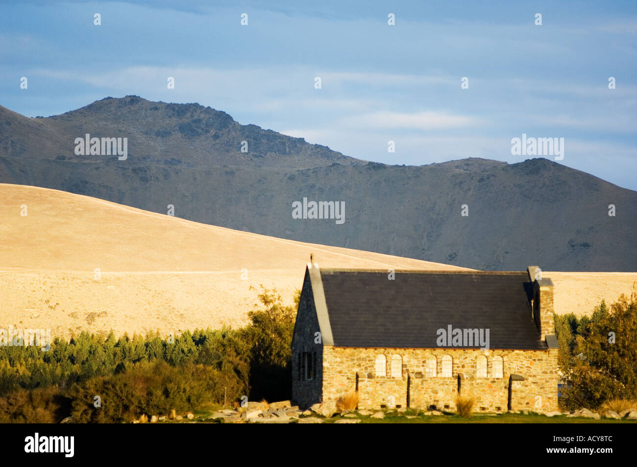 Église du Bon Pasteur sur la rive du lac Tekapo, Canterbury, Nouvelle-Zélande Banque D'Images