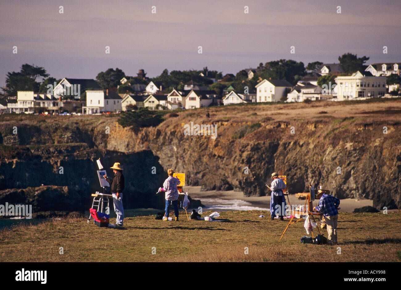 Atelier d'artistes de Mendocino en Californie vue ville Banque D'Images