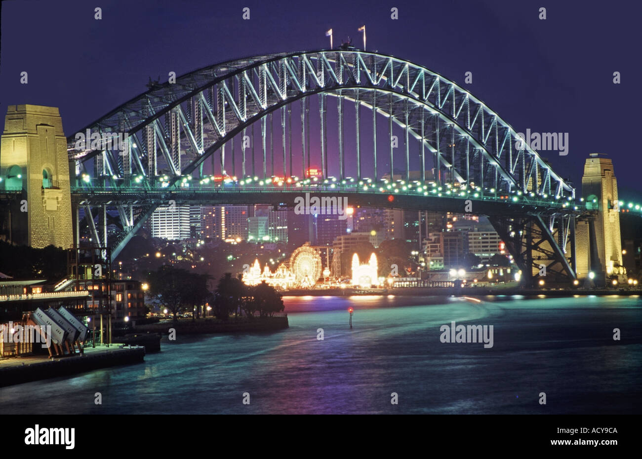 Australie Sydney Harbour Bridge at night Banque D'Images