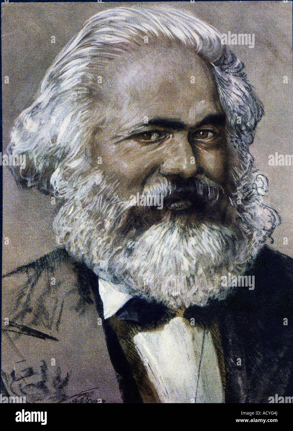 Marx, Karl, 5.5.1818 - 14.3.1883, philosophe allemand, portrait, imprimé d'après l'illustration de Karl Ludwig Harrig, XXe siècle, Banque D'Images