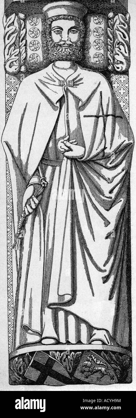 Conrad, vers 1206 - 24.7.1240, Landgrave de Thuringe 1227 - 1234, Grand Maître de l'ordre teutonique 1239 - 1240, pleine longueur, gravure, XIXe siècle, après sa tombe, Église Saint Elizabeth, Marburg an der Lahn, , Banque D'Images