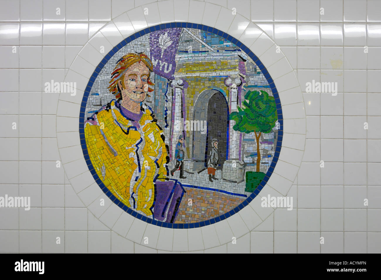 Mosaic dans des stations de métro New York USA Banque D'Images