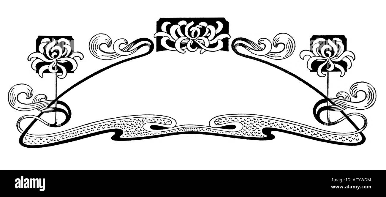 Illustration de style Art nouveau floral style page thématique ou d'une colonne Banque D'Images