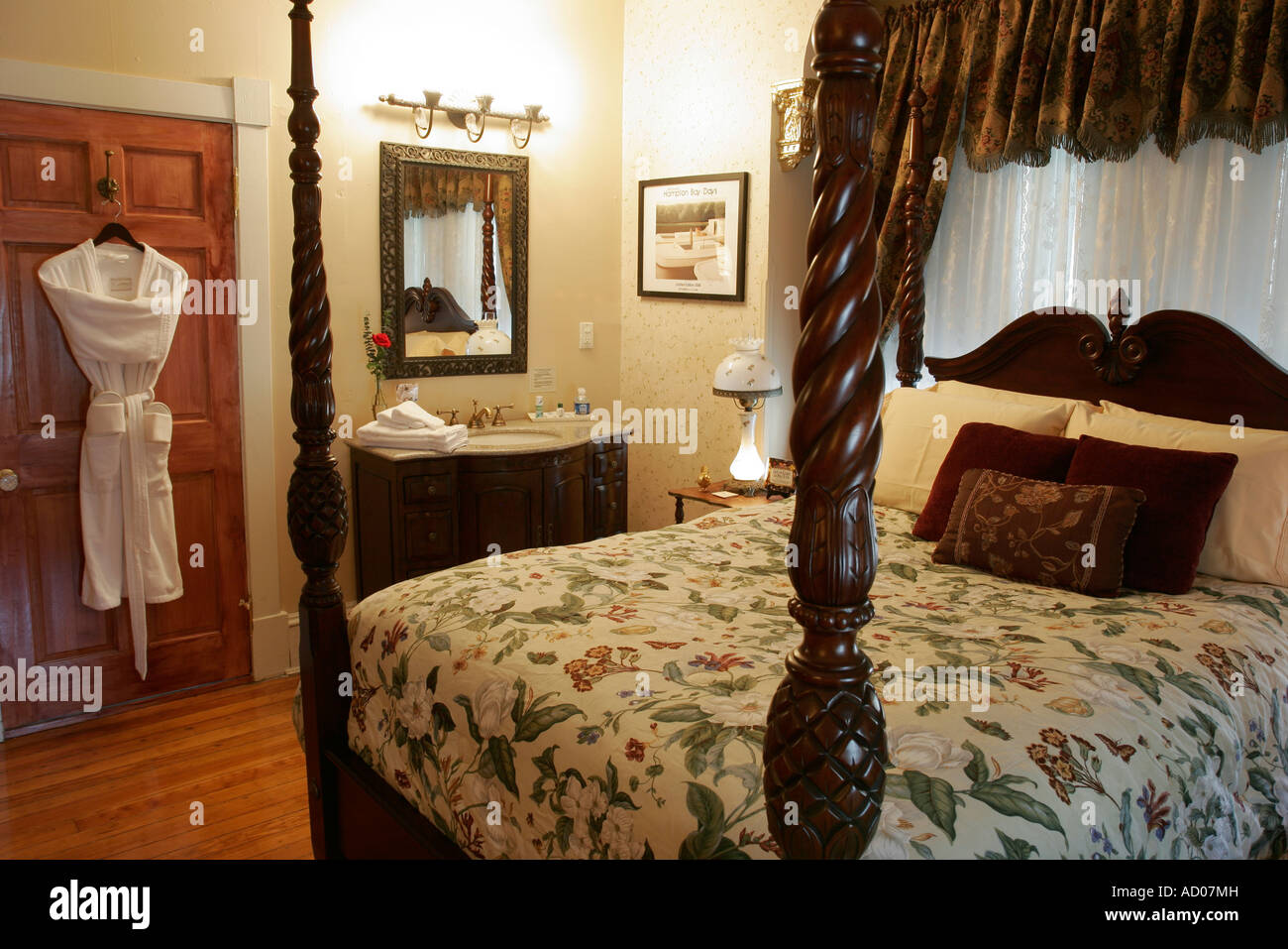 Hampton Virginia, Tidewater Area, Magnolia House Bed and Breakfast, Victorian chambre, lit, les visiteurs Voyage Voyage tourisme touristique Landmar Banque D'Images