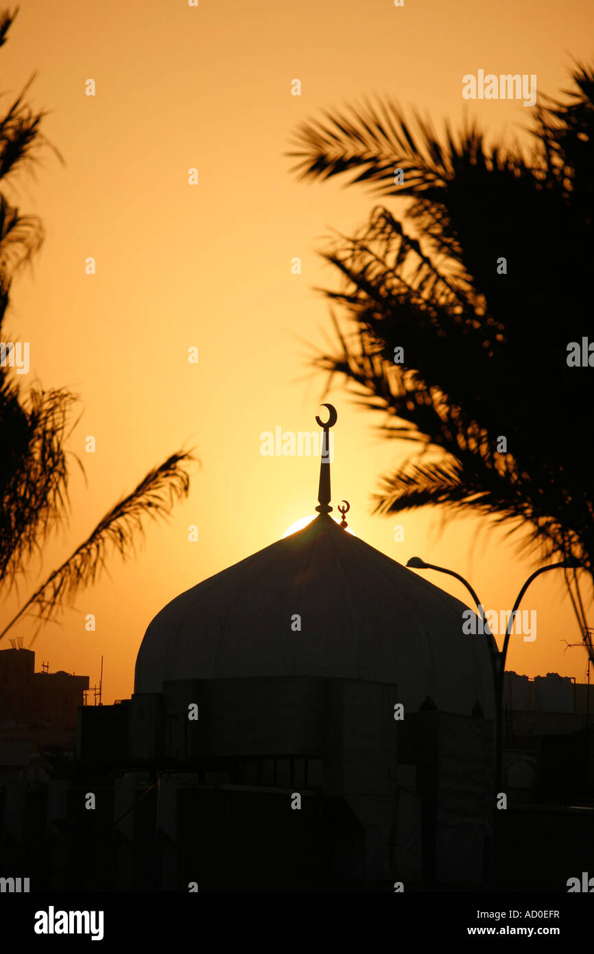 Coucher de mosquée, Kuwait, Koweït Banque D'Images