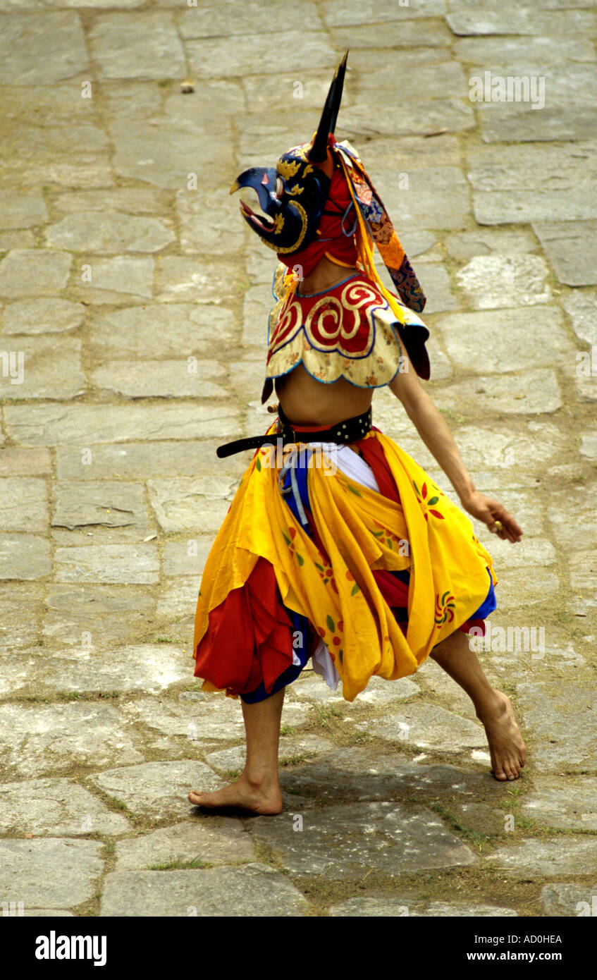 La danse des tambours Paro Tsechu Bhoutan Banque D'Images