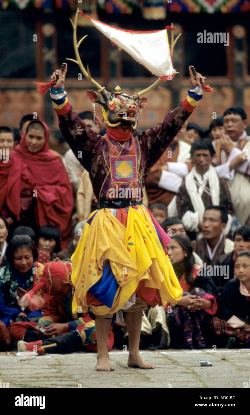 La danse du cerf Paro Tsechu Bhoutan Banque D'Images