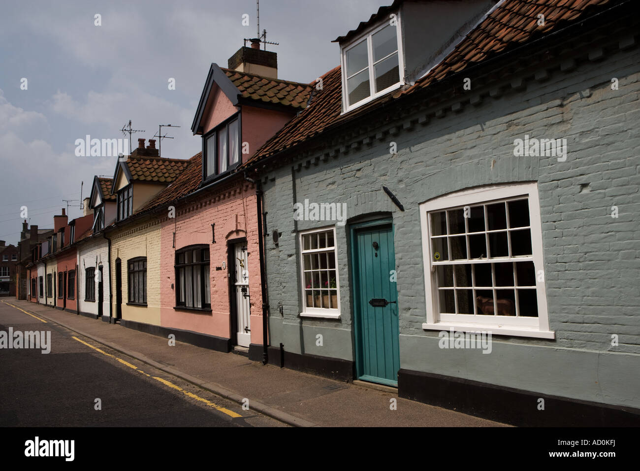 Cottages en terrasses, Southwold, Suffolk, Angleterre, RU Banque D'Images