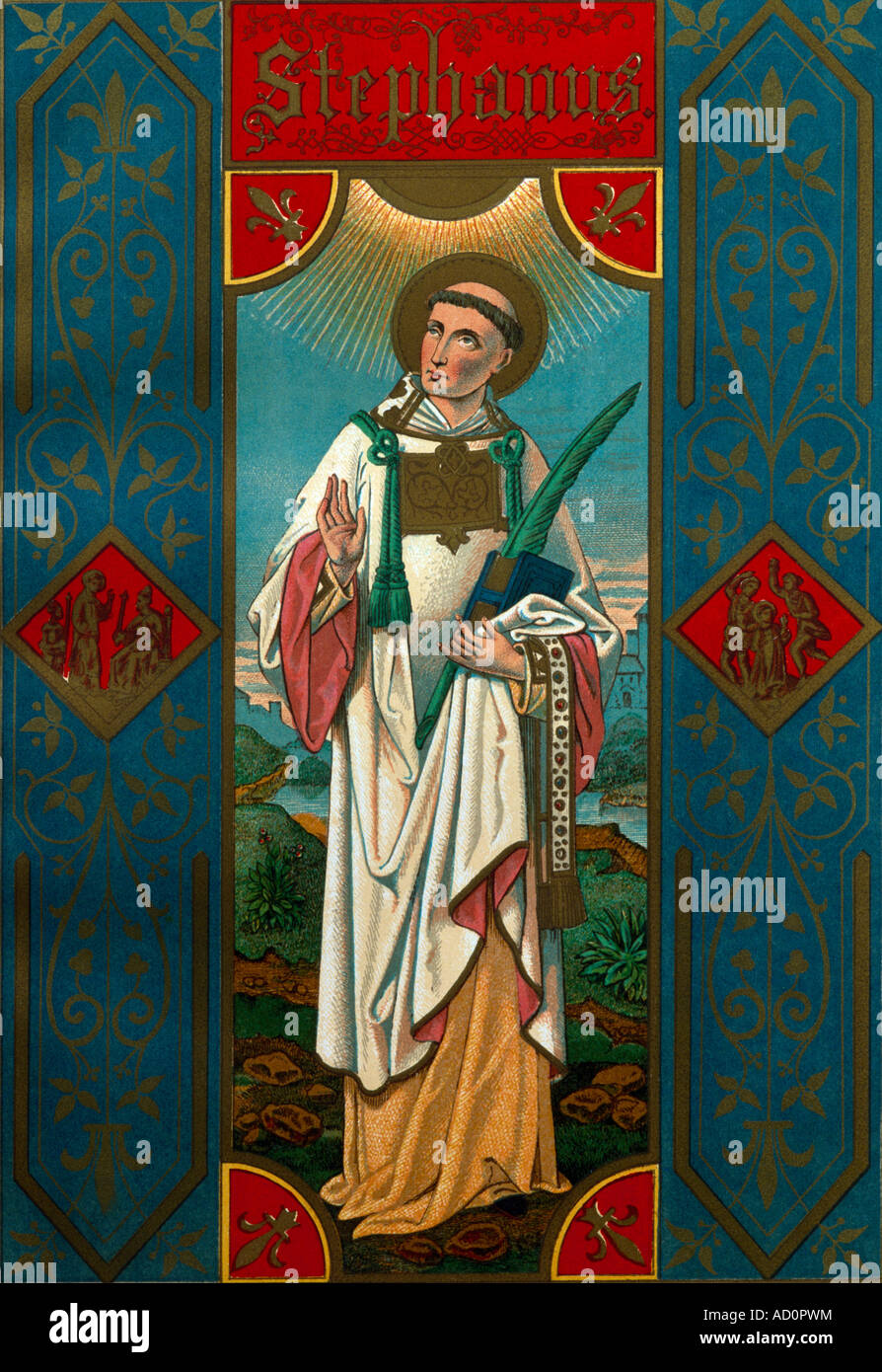 Saint Stephen 5AD- 34RProtomartyr Holding Martyrs Palm Banque D'Images