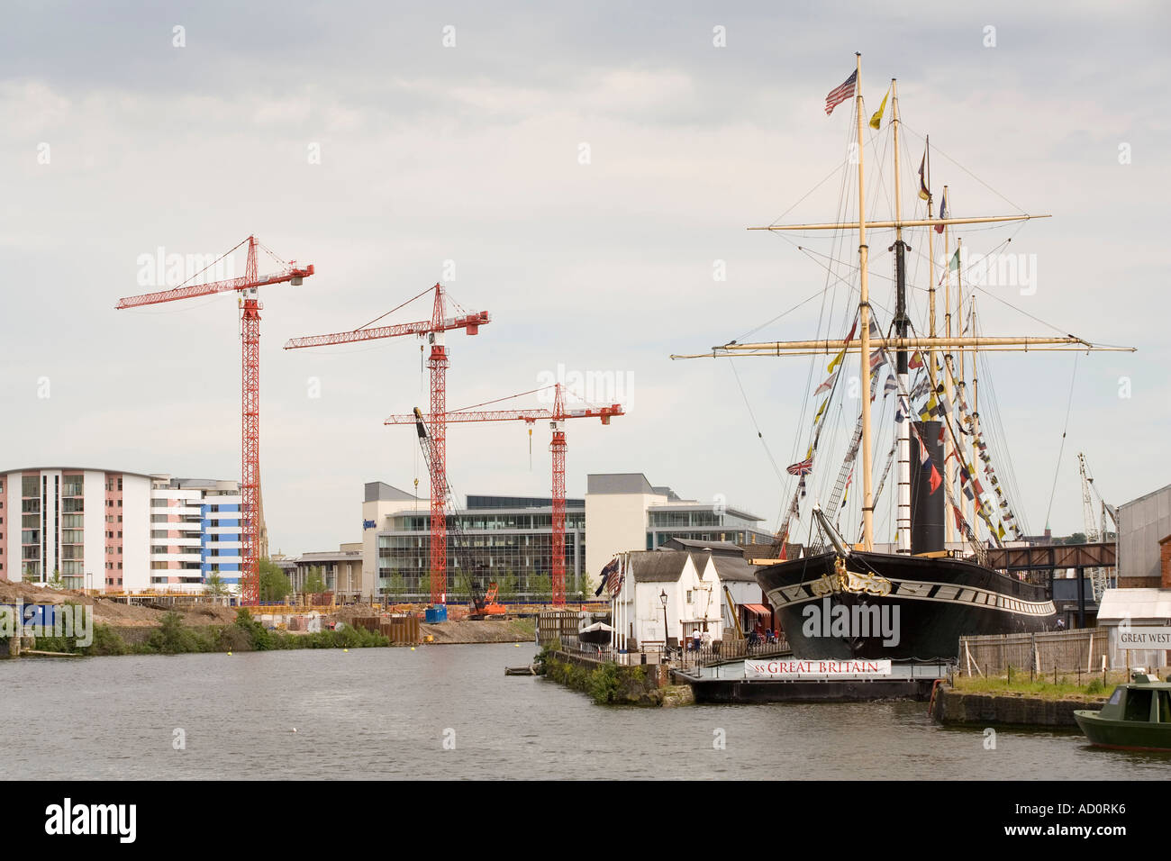 Angleterre Bristol Harbour Dock Great Western SS Great Britain et développement riverside Banque D'Images