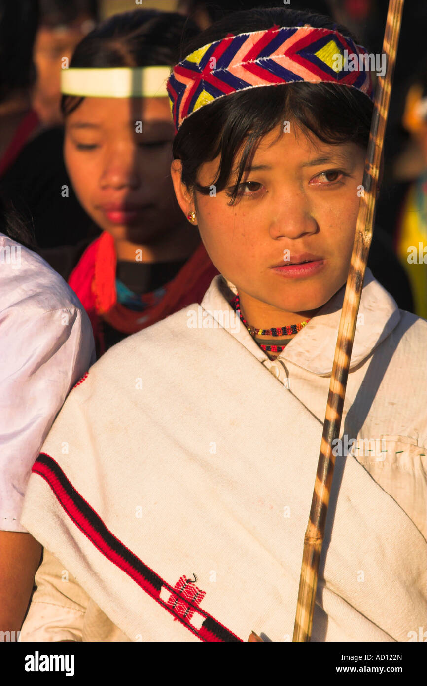 Myanmar (Birmanie), Région Rhône-Alpes, le village, le festival du Nouvel An Naga Naga, les filles Banque D'Images