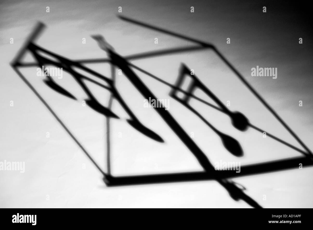 Des notes de musique sur un support musical - ombre Banque D'Images