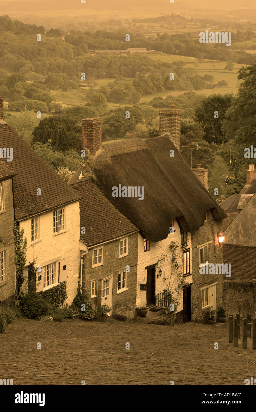 Gold Hill, Shaftesbury, Dorset, England, UK Banque D'Images