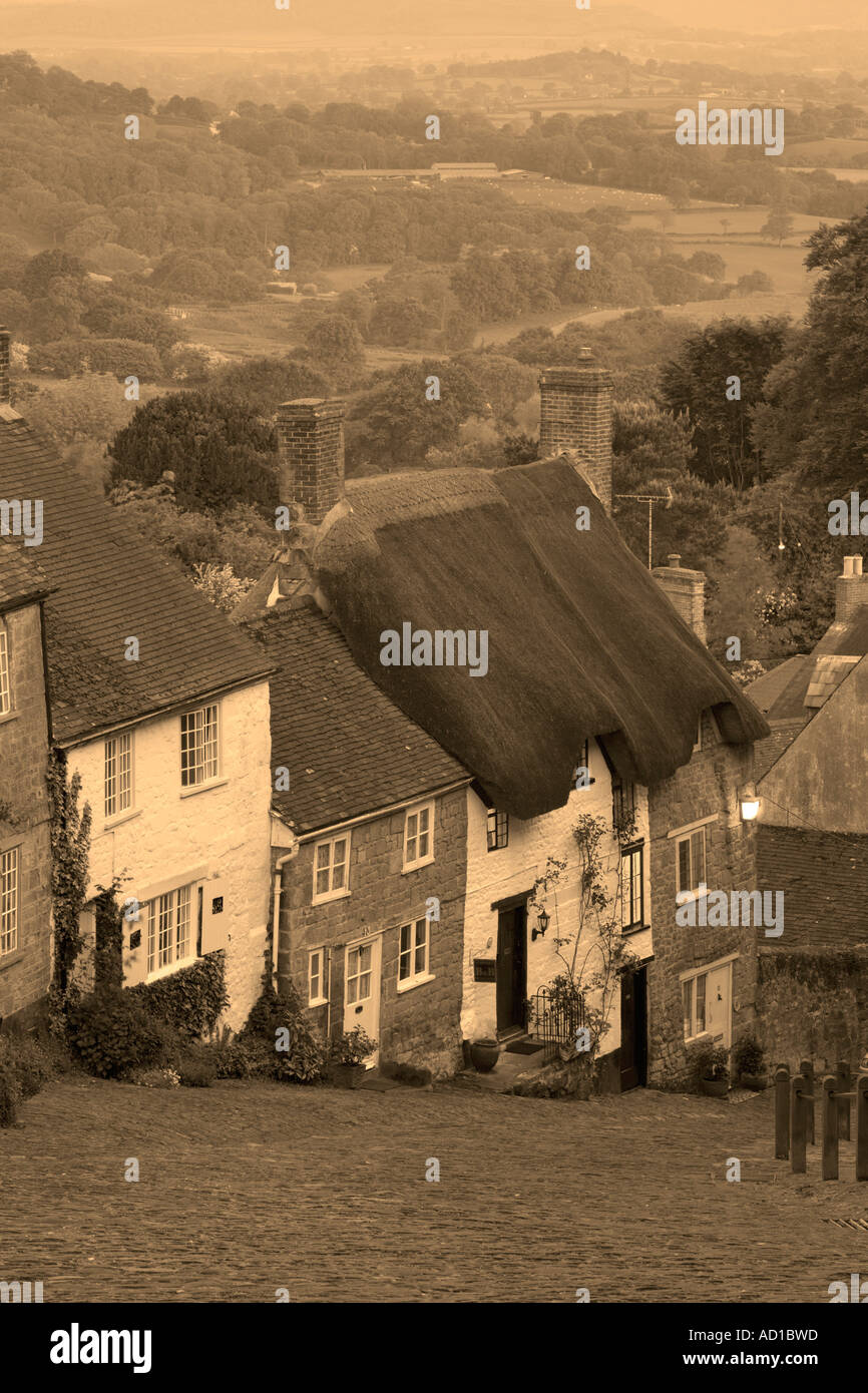 Gold Hill, Shaftesbury, Dorset, England, UK Banque D'Images