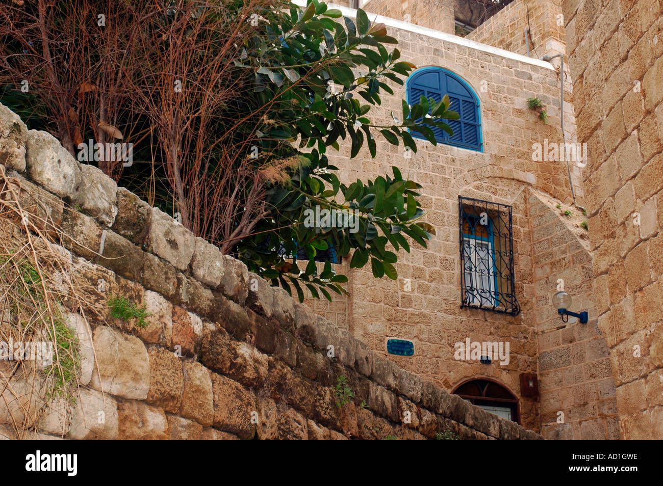 Petite ruelle dans la vieille ville de Jaffa Israël Banque D'Images