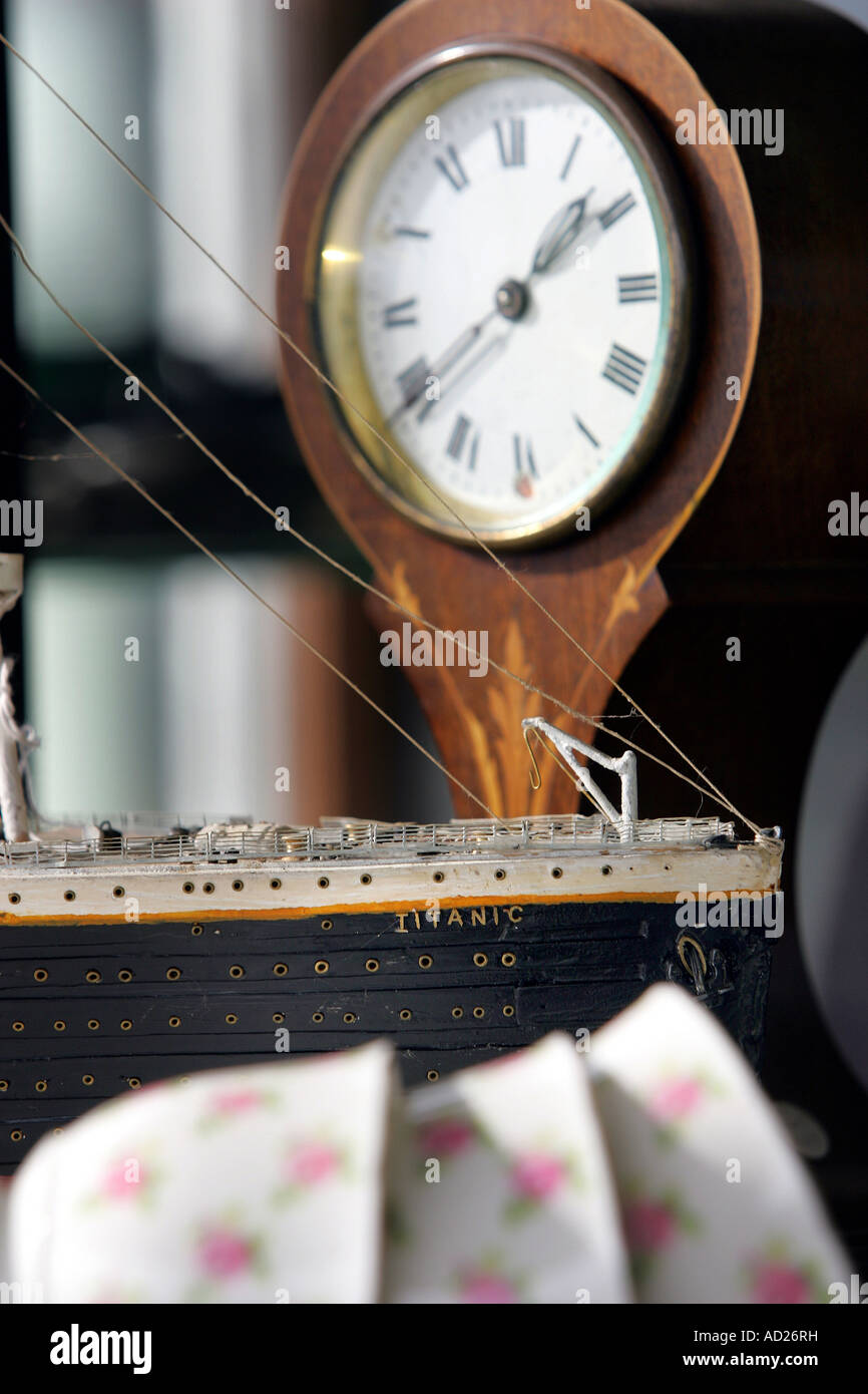 Détail de modèle du SS Titanic dans une des boutiques sur Nelson's Antique Trail, Nouvelle-Zélande Banque D'Images