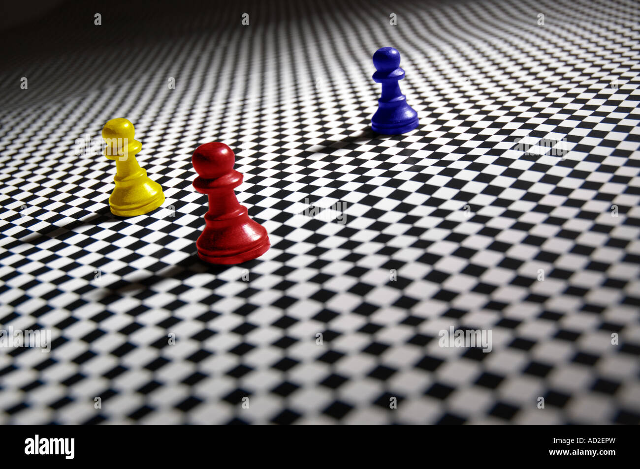 Couleur principale des pions sur un damier pattern Banque D'Images