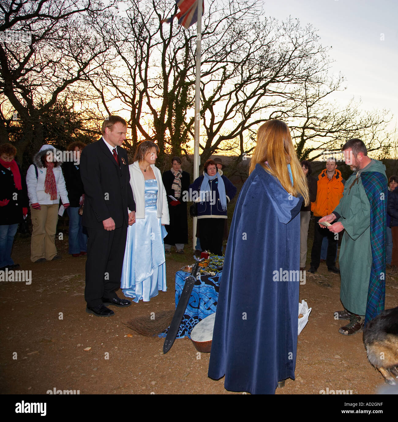 Cérémonie de mariage Mariage païen au Pays de Galles, Royaume-Uni Banque D'Images