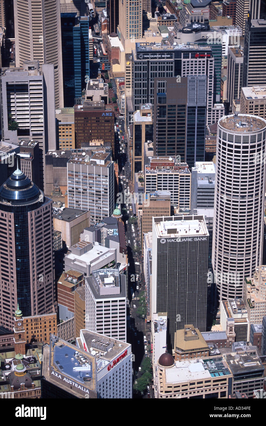 Pitt Street Sydney CBD Sydney Australie aerial Banque D'Images