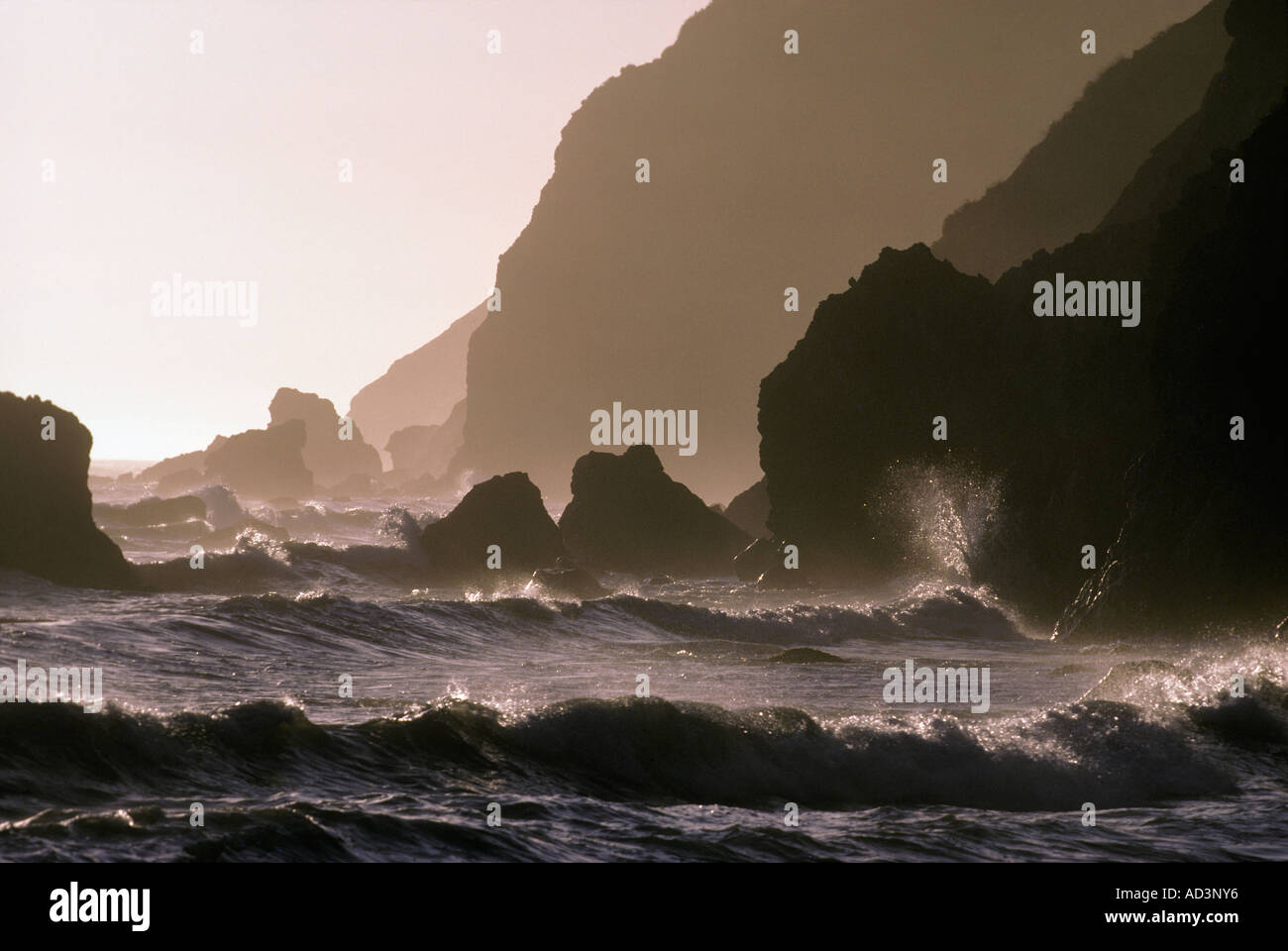 California coast Breakers le nord de la Californie Banque D'Images