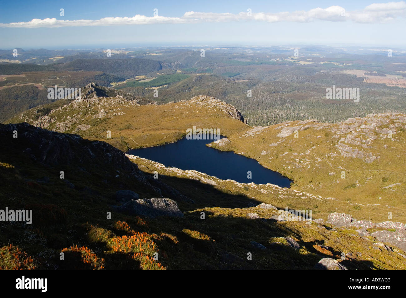 Laustralie Tasmanie Tarn Montagne Noire Bluff Banque D